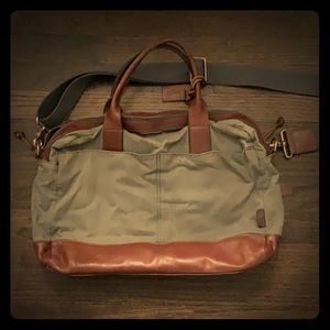 Canvas and Leather Messenger/briefcase Bag